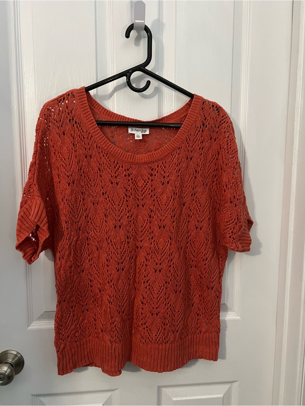 St. John's Bay Open-Knit Short Sleeve Top - Coral